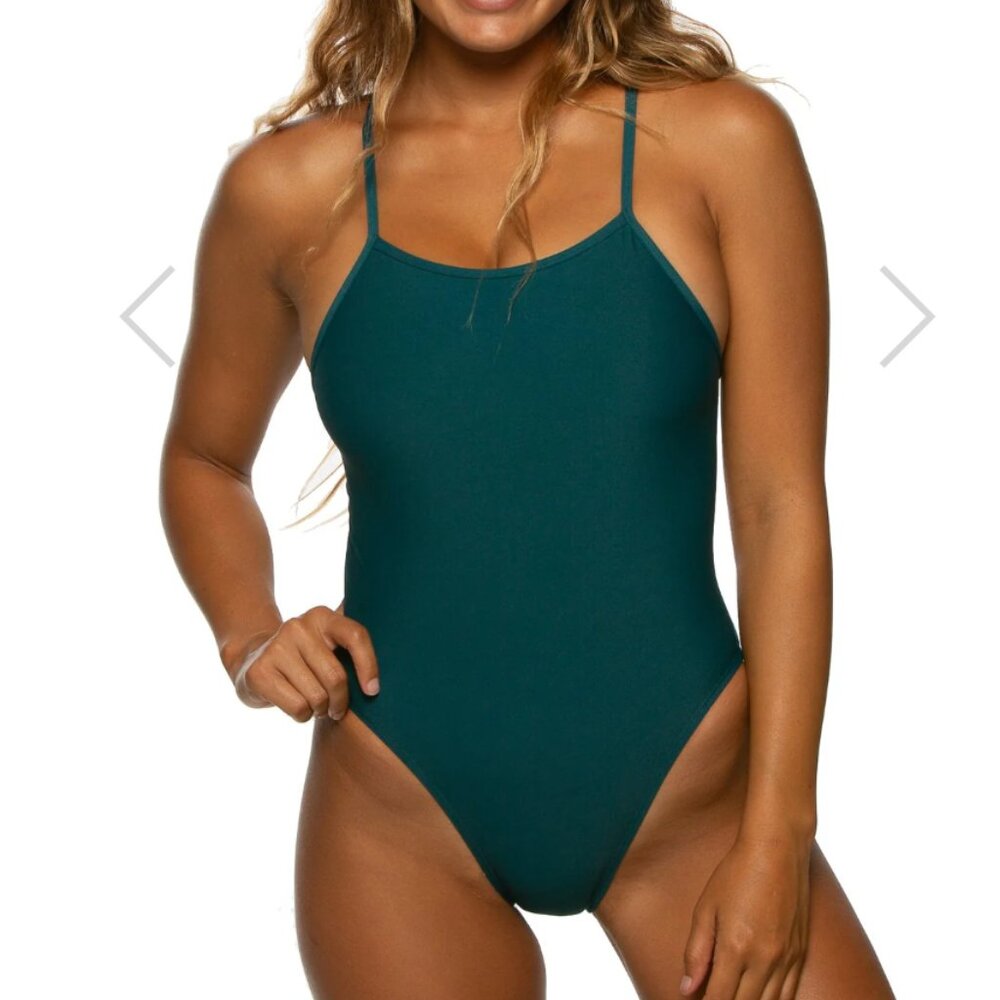 Jolyn Jackson 4 Swim Onesie -- Size S/32 -- Forest Green